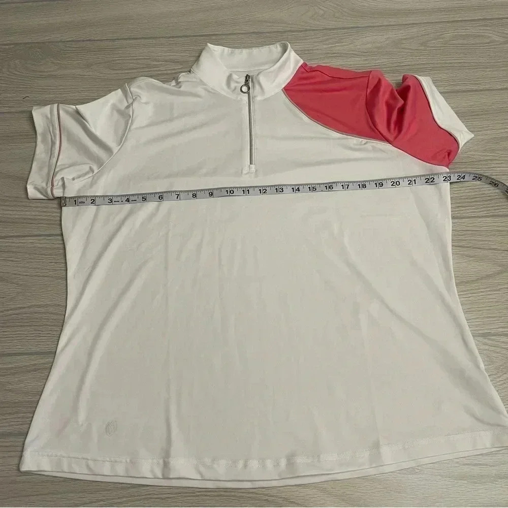 GG Blue Half Zip Polo White Pink Lightweight Golf Tennis Shirt Women’s size XL - Picture 8 of 11